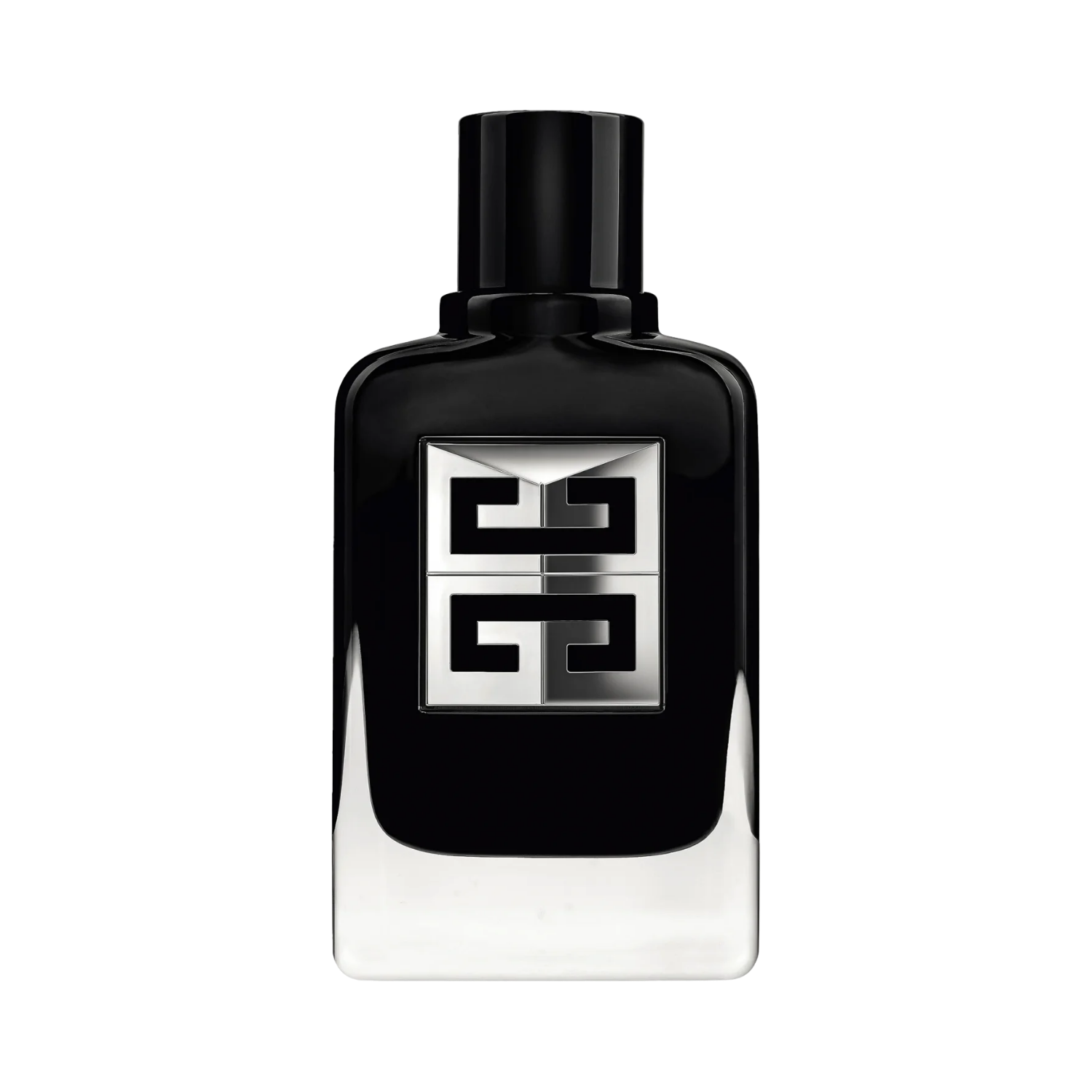 Frasco do perfume Givenchy Gentleman Society EDP, com design elegante em preto e prata, fundo branco.